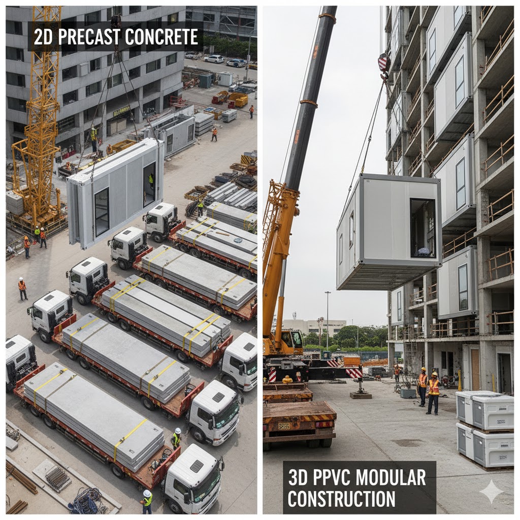 Transportation Advantage of 3D PPVC over 2D Precast and Related Logistical Challenges